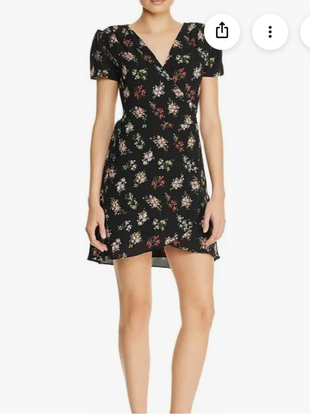 Aqua Black Floral wrap mini Dress XS
